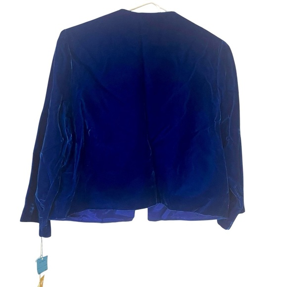 Vintage 1960/70’s Sears Royal Blue Velvet Cropped Blazer Jacket NWT Size Small - Picture 2 of 6